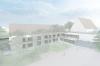 Der Erweiterungsbau vereint Schule, Mittagsbetreuung und Bürgerhaus; Wiedergeltingen und Amberg erfüllen damit das Recht auf Ganztagsbetreuung.