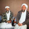 Al-Kaida-Chef Osama bin Laden und sein Stellvertreter Eiman el Sawahiri, aufgenommen am 08.11.2001 an einem unbekannten Ort in Afghanistan.