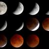 Die Bildkombo zeigt die Phasen der Mondfinsternis bis zur totalen Mondfinsternis.