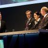 Im Gespräch: Moderator Markus Brock mit Dr. Thomas Rüschen, Prof. Gisela Lanza, Prof. Albert Albers und Dr. Jens Fahrenberg (v.l.n.r.)