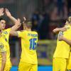 Ukrainische Spieler feiern nach dem Einzug ins Playoff-Finale.