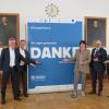 Frank Mentrup, Oberbürgermeister von Karlsruhe, Martin Wolff, Oberbürgermeister von Bretten, Cornelia Petzold-Schick, Oberbürgermeisterin von Bruchsal, Johannes Arnold, Oberbürgermeister von Ettlingen und Tamara Schönhaar, erste Bürgermeister von Stutensee (v.l.). Insgesamt waren Karlsruhe, Baden-Baden, Bretten, Bruchsal, Ettlingen, Gaggenau, Rastatt, Rheinstetten und Stutensee am Energiepakt beteiligt.
