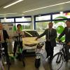 V.l.n.r.: Peter Fritz (KIT), Erste Bügermeisterin Margret Mergen, Klaus Neb (Automotive Engineering Network) und Christian Metzger (Michelin)