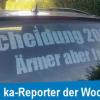 Mal etwas anderes als ein Abimotto prangt auf der Heckscheibe dieses Autos.