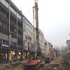 Das Bild zeigt die Arbeiten an der Hochdruckinjektionssohle auf der Nordseite des Europaplatzes.