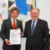 Oberbürgermeister Frank Mentrup und Peter Hofelich, Finanz- und Wirtschaftsstaatsekretär.