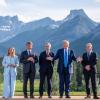 Beim traditionellen «Familienfoto» der G7-Chefs war Trump noch dabei. Beim traditionellen «Familienfoto» der G7-Chefs war Trump noch dabei.