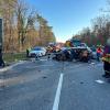 Bei einem Unfall auf der B36 wurden drei Personen verletzt.