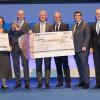 (v.l.) Staatssekretärin Theresa Schopper, Florian Kall und Lutz Nehrhoff von Holderberg, LightnTec GmbH, Markus Dauber und Klaus Deutscher, Volksbank in der Ortenau eG, Dr. Roman Glaser, Präsident des BWGV