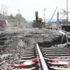 Arbeiten an der Baustelle des Bahntunnels Rastatt.