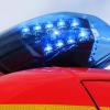 Ein leuchtendes LED-Blaulicht der Feuerwehr.