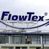 Das FlowTex-Logo auf der ehemaligen Firmenzentrale in Ettlingen.