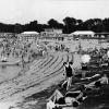 Badebetrieb im Rheinstrandbad Rappenwört 1930