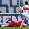 VfB-Keeper Gregor Kobel ist machtlos - der KSC gewinnt das Derby gegen Stuttgart. VfB-Keeper Gregor Kobel ist machtlos - der KSC gewinnt das Derby gegen Stuttgart.