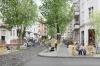 Bildmontage: So könnte eine autofreie Straße in der Innenstadt aussehen.