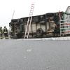 Pforzheim: Tiertransporter mit 15 Rindern kippt um und blockiert A8 mehrere Stunden