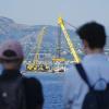 Ein besonderer Anblick: die Bergung der Superyacht «Bayesian».