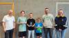 Siegerehrung Tischtennisturnier Würzburg Jugendzentren  (von links): Tobias Hofmann, Jacob Benning (CVJM, 2. Platz), Sascha Herb (JUZ HH, 1. Platz), Levi Meis (JUZ HH, 3. Platz), Jannis Orth und Victoria Scheidt, Sozialarbeitende JUZ ZOOM.