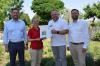 Freuen sich gemeinsam über die Auszeichnung (v.l.): Bürgermeister Klaus Köhler, Katharina Gogel, Geschäftsführer Christian Weigl und Frank Albert.