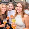Hunderte von menschen treffen sich bei Wein am Stein, um wein zu trinken und gute musik zu hören