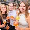 Hunderte von menschen treffen sich bei Wein am Stein, um wein zu trinken und gute musik zu hören