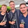 Hunderte von menschen treffen sich bei Wein am Stein, um wein zu trinken und gute musik zu hören