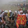 Radsport: UCI WorldTour - Tour de France. Lenny Martinez (Frankreich), der das gepunktete Trikot des besten Bergfahrers trägt, erklimmt den Tourmalet-Pass.