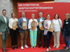 Bürgermeister Mario Paul (links) und Anja Güll (rechts), Leiterin der städtischen Wirtschaftsförderung, ehrten (von links): Anne Lahoda (Marien-Apotheke), Marcus Ullrich (Wombicher Beck), Alexandra Seitz (Seitz + Kerler), Peter Grampp (Autohaus Grampp), Christina und Gertrud Lachmann (Spedition Lachmann).