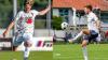Erstmals treffen der 1. FC Sonthofen (links Tobias Schmölz) und die SG Niedersonthofen/Martinszell (rechts Maximilian Gebhart) in einem Liga-Pflichtspiel aufeinander. 