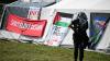 Im Camp hängen Plakate mit Parolen wie «Free Palestine». (Archivbild) Im Camp hängen Plakate mit Parolen wie «Free Palestine». (Archivbild)