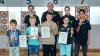 Das Foto zeigt: Jake Schmied, 2. Jugendleiter Robin Grießemer, Luca Wozny, Tino Dees, 1. Vorstand Harald Rinder, Jonas Tannhäuser, 1. Jugendleiterin Carina Eichhorn, Davis Ghiganu.