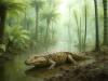 So könnte der Cyclotosaurus Ebrachensis ausgesehen haben, dessen Schädel-Teile jetzt bei Rauhenebrach im Kreis Haßberge gefunden wurden. Das Bild wurde mit Hilfe von Künstlicher Intelligenz erstellt.