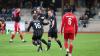 Doppeltorschütze Sven Friedrich (Zweiter von rechts) machte den Einzug ins Finale des Kreispokals für seinen SV-DJK Oberschwarzach in der fünften Minute der Nachspielzeit perfekt. Mit dem SV Rapid Ebelsbach ist der letzte Kreisligist raus aus dem Pokalwettbewerb.