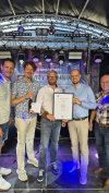 Sie alle gratulierten zum 15-jährigen Bestehen (von links): Landtagsabgeordneter Björn Jungbauer, Kirchheims Bürgermeister Christian Stück, Marco Merkert, Jan-Markus Momberg (IHK) und Christian Maurer (IHK).