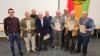Von links, 1. Vorsitzender Winfried Geuß mit (60 Jahre) Albert Kuhn, Hermann Drummer, Wolfgang Köhler, Karl Maurer, Klaus Seifert, Heinrich Vogel und (70 Jahre) Rudolf Freibott und Helmut Schumacher.