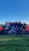 Auf dem Bild: die Wandergruppe auf der Plattform. Auf dem Bild: die Wandergruppe auf der Plattform.