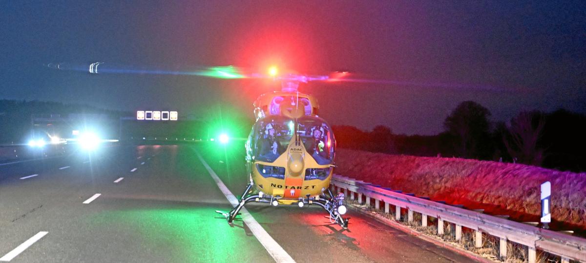Erst Unfall – dann kommt der Rettungshubschrauber nicht mehr weg: Vollsperrung auf A9