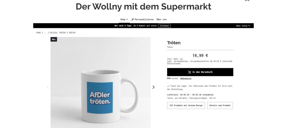 Nach Shitstorm: Friedberger Edeka-Betreiber verkauft „AfDler tröten“-Tassen
