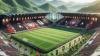 Das Stadion des SSV Anhausen liegt im Tal zwischen Hügeln.