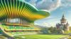 Die Tribüne des TSV Lützelburg kommt ebenfalls futuristisch daher.