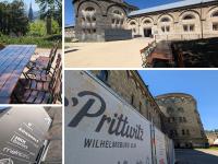 Mit dem Kiosk und Biergarten "Stadtblick" auf der Ulmer Wilhelmsburg wird an Fronleichnam ein weiterer Schritt der Belebung der riesigen Anlage umgesetzt. Ein Teil der Burg ist schon samt neuer Fenster renoviert. Hier eröffnet später das Restaurant s'Prittwitz.
