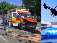 An der B300 Kreuzung bei Vogelsang kollidierte ein Krankenwagen mit zwei Autos. Über 100 Einsatzkräfte und ein Rettungshubschrauber waren im Einsatz.