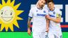Fabian Schleusener (l.) und Marvin Wanitzek waren in der Saison 2025/26 die beiden besten Torschützen des Karlsruher SC.