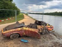Dieser Opel Manta wurde nach mehr als 50 Jahren aus der Donau bei Oberelchingen geborgen.