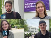 Studierende der Uni Augsburg sind bei der Debatte um die BAföG-Erhöhung anderer Meinung als Forschungsministerin Dorothee Bär. Von links oben im Uhrzeigersinn: Samuel Isler, Verena Eder, Dion Sadiku und Susanna Hamann.