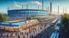 Rund um das Stadion des TSV Bobingen qualmt es aus Schornsteinen.