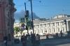 Rauch steigt auf über St. Petersburg, Russland.