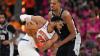 Karl-Antony Towns (links) arbeitete hart und erfolgreich gegen Victor Wembanyama.
