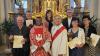 Die Geehrten: (von links) Manfred Reiter, Josef Schack, Pfarrer Dr. Joseph Afatchao, Nicole Rabuser, Diakon Mathias Biberthaler, Kirchenpfleger Paul Sedlmair, Marianne Rabuser und Sofie Sedlmair.
