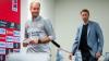 Zusammenarbeit endet: Hjulmand und Bayers Sportchef Rolfes.